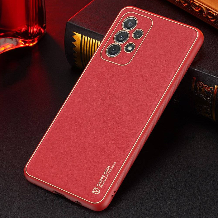 Elegante Hülle aus Kunstleder für Samsung Galaxy A72 4G rot