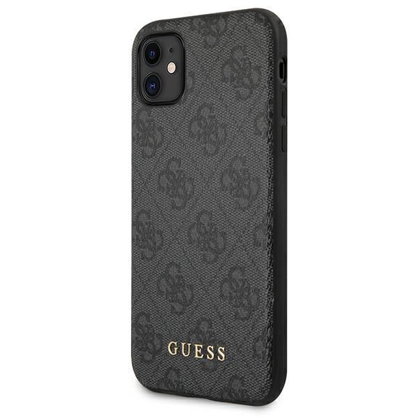 Hülle Guess GUHCN61G4GFGR iPhone 11 6.1" grau/grau hart case 4G Metall Gold Logo