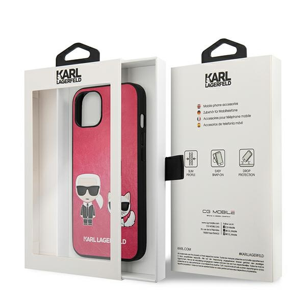 ETUI Karl Lagerfeld KLHCP13SPCUSKCP iPhone 13 mini 5.4" fucsia/fucsia hardcase Ikonik Karl & Choupette CASE