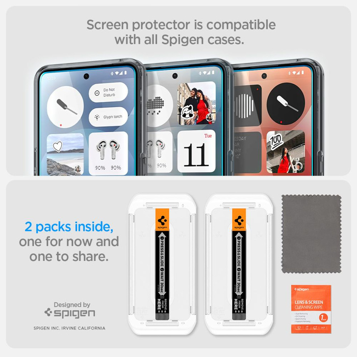 Tempered Glass Spigen GLAS.TR "EZ FIT" 2-PACK NOTHING PHONE 3 CLEAR
