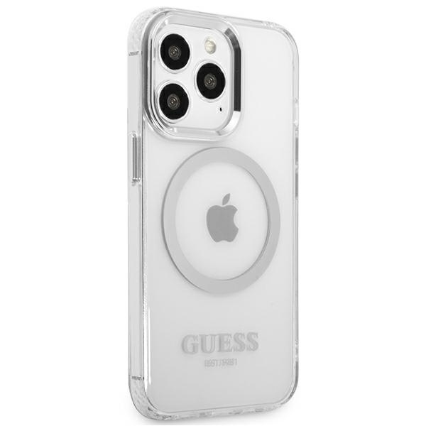 Hülle GUESS Apple iPhone 13 Pro Max Metal Outline MagSafe Silber Hartcase