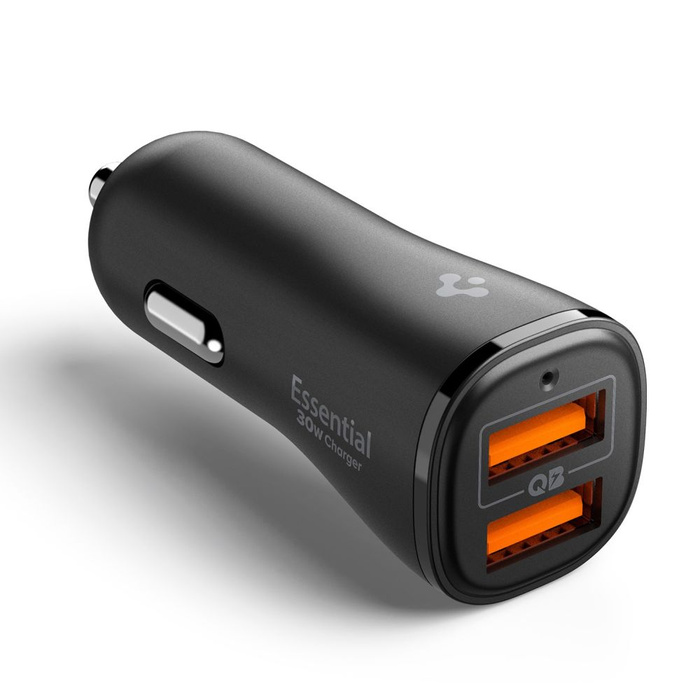 SPIGEN ESSENTIAL EV302 CARGADOR DE COCHE DE 2 PUERTOS 30W NEGRO