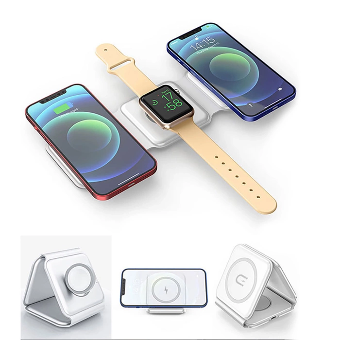 Dudao A11N 15W 3v1 indukční nabíječka - bílá