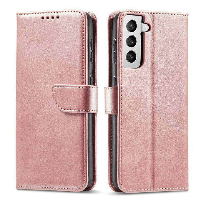 Magnet Case elegantní pouzdro pouzdro kryt s klopou a funkcí stojánku Samsung Galaxy S22+ (S22 Plus) růžový