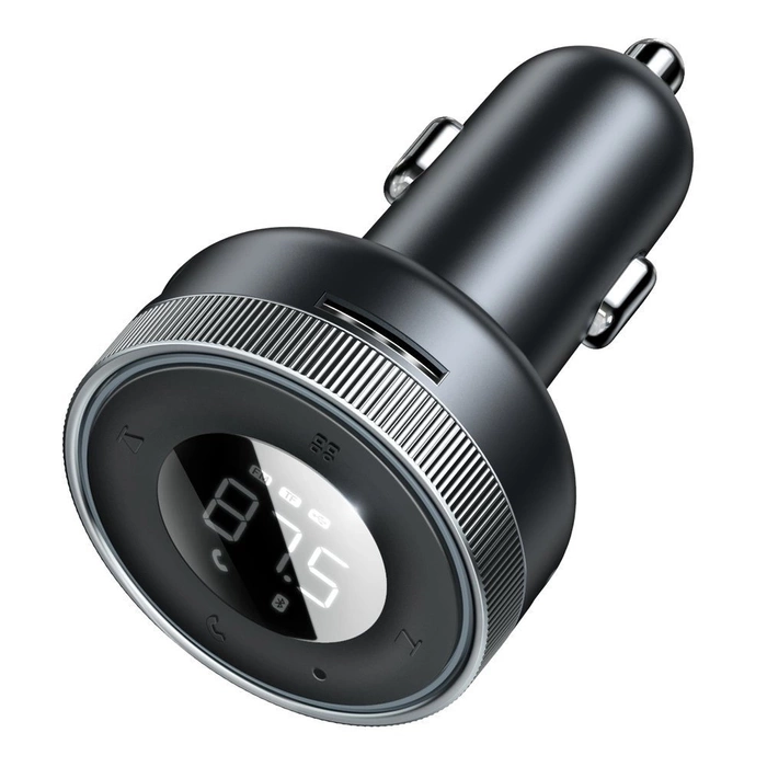 Baseus Enjoy Car LED Wireless 2x USB / 3,5mm Klinke MP3 Ladegerät Bluetooth 5.0 3.4A Schwarz (CCLH-01)