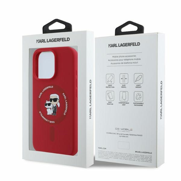 Etui Karl Lagerfeld iPhone 16 Pro Max czerwony/red HC MagSafe Silicone KC Heads Ring
