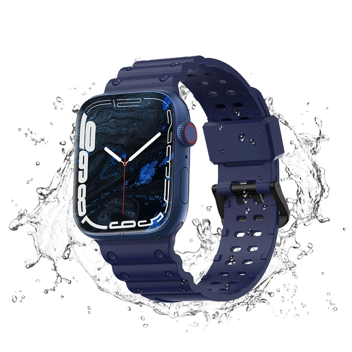 Cinturino Cinturino a tripla protezione per Apple Watch SE, 8, 7, 6, 5, 4, 3, 2, 1 (41, 40, 38 mm) cinturino blu navy
