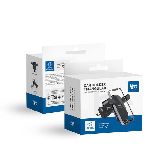 BLUE STAR uchwyt samochodowy TRIANGULAR do kratki wlotu czarny