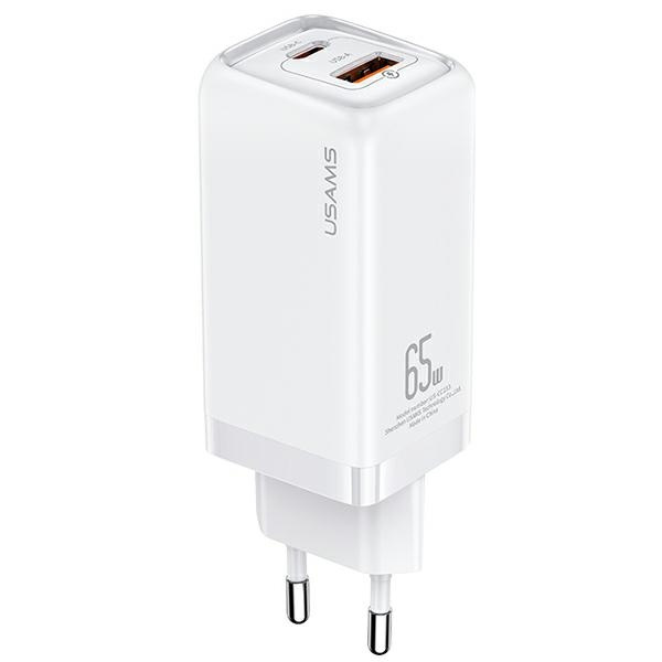 USAMS Network Charge. 1xUSB-C+1xUSB T47 65W PD Fast Charging Super Si white/white CC153TC02 (US-CC153)