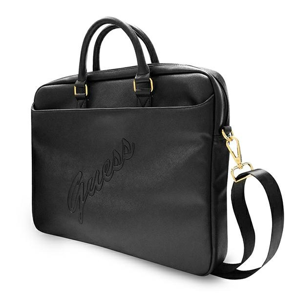 Bolsa GUESS Laptop 15 Saffiano Script Negra