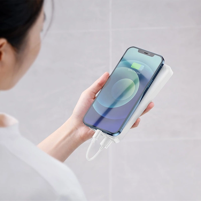 Baseus Bipow powerbank s displejem 30000mAh 15W bílá (Overseas Edition) + kabel USB-A - Micro USB 0,25m bílá (PPBD050202)