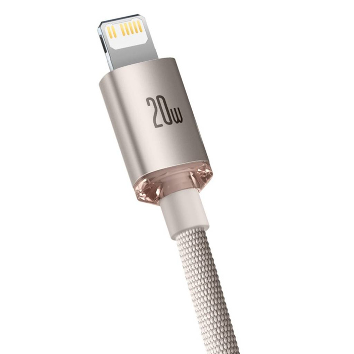 Câble USB Type C Baseus Crystal Shine Series - Alimentation de charge rapide comme l&#39; Lightning 20W 1,2 m rose (CAJY001304)