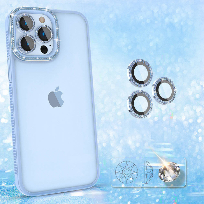 Kingxbar Sparkle Series per iPhone 13 Pro Max con cover posteriore in cristalli blu