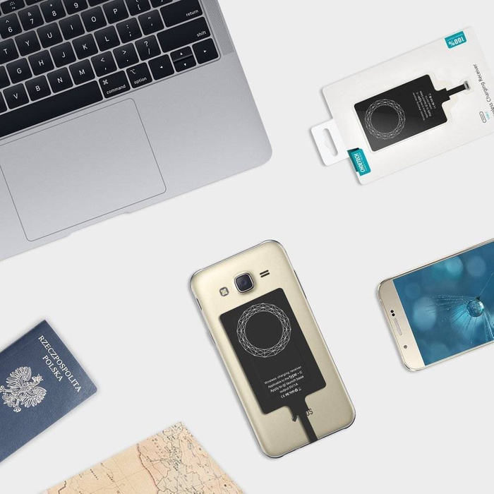 [PO VYPRODÁNÍ] Choetech bezdrátový Qi nabíjecí adaptér USB typu C indukční vložka černá (WP-TYPEC)