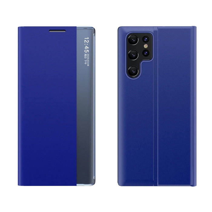 Coque New Sleep View pour Samsung S24 Ultra avec rabat - bleu