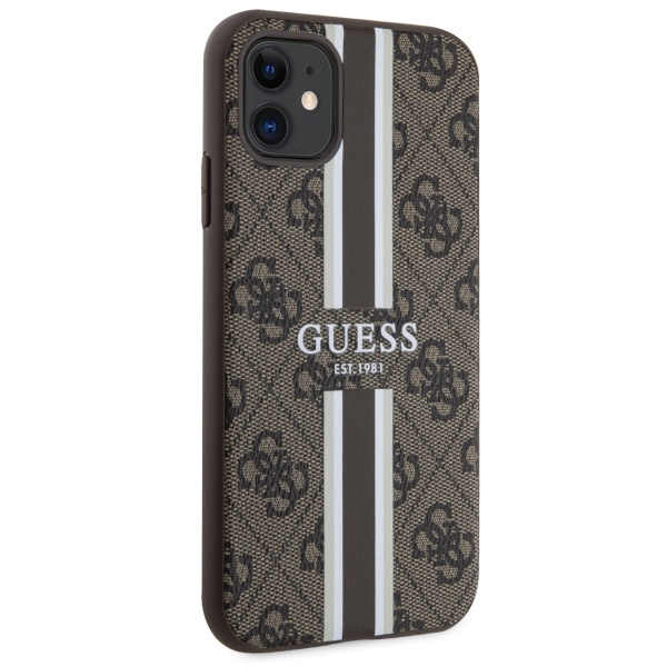Funda Guess GUHMN61P4RPSW iPhone 11 / Xr marrón/marrón durocase 4G Impreso Rayas MagSafe Case