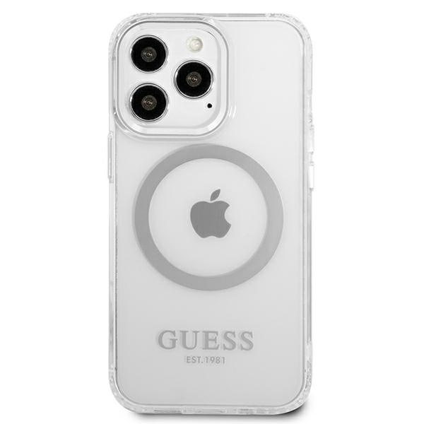 Case GUESS Apple iPhone 13 Pro Max Metal Outline MagSafe Silver Hardcase