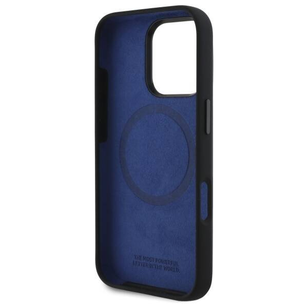 Cover BMW iPhone 16 Pro nero/nero durocase Silicone Hexagon Blue Line MagSafe