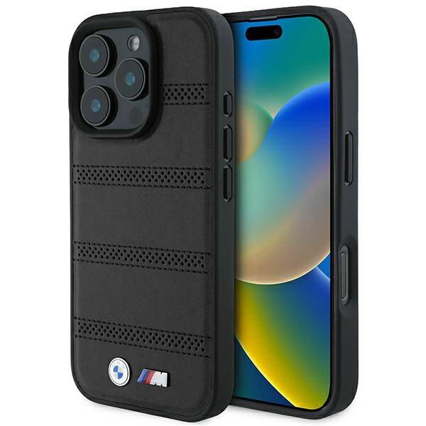 Coque BMW iPhone 16 Pro 6.3" noir/noircase M Perforated And Stitched Line MagSafe