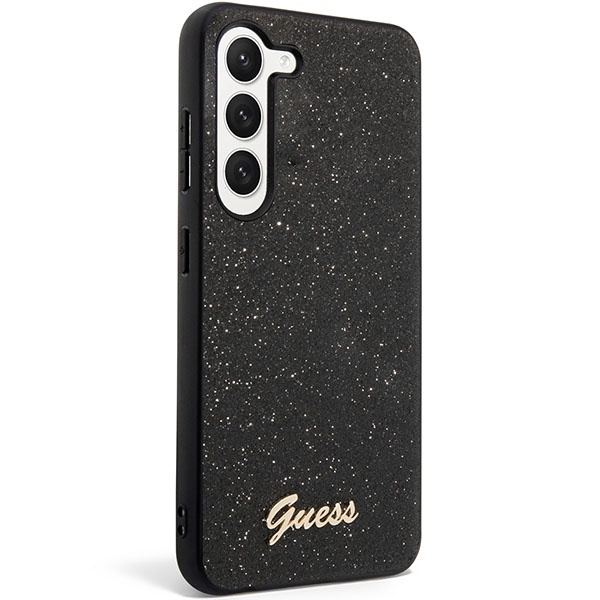 Funda Guess GUHCS23SHGGSHK S23 S911 negro/negro duro case Glitter Script Case