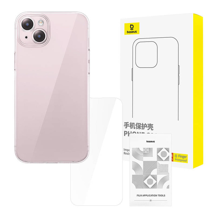 Przeźroczyste etui Baseus iPhone 15 Plus + szkło hartowane