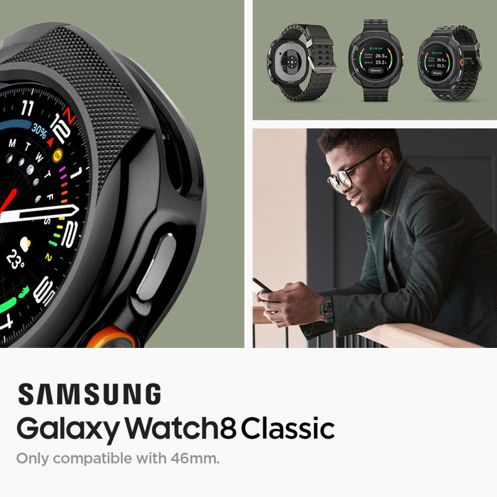 SPIGEN HÜLLE SAMSUNG GALAXY WATCH 8 CLASSIC 46 MM LIQUID AIR MATT SCHWARZ