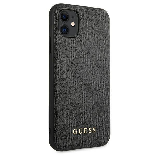 Hülle Guess GUHCN61G4GFGR iPhone 11 6.1" grau/grau hart case 4G Metall Gold Logo