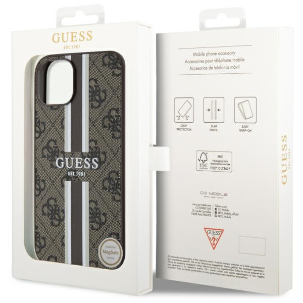 Coque Guess GUHMP14MP4RPSW iPhone 14 Plus 6.7" marron/marron durcase 4G Printed Stripes MagSafe Case