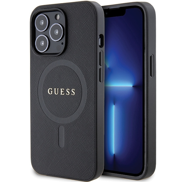 Guess GUHMP13LPSAHMCK iPhone 13 Pro / 13 6.1" nero/nero durocase Saffiano MagSafe