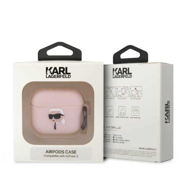 Karl Lagerfeld KLA3RUNIKP Cover AirPods 3 rosa/rosa Silicone Karl Head 3D
