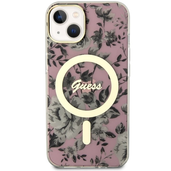Coque Guess GUHMP14MHCFWSP iPhone 14 Plus 6.7" rose/pink hardcase Flower MagSafe Case