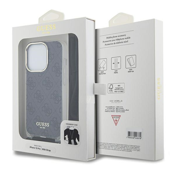 Etui Guess GUHCP15XHC4SEK iPhone 15 Pro Max 6.7" czarny/black hardcase Crossbody Cord 4G Print Case