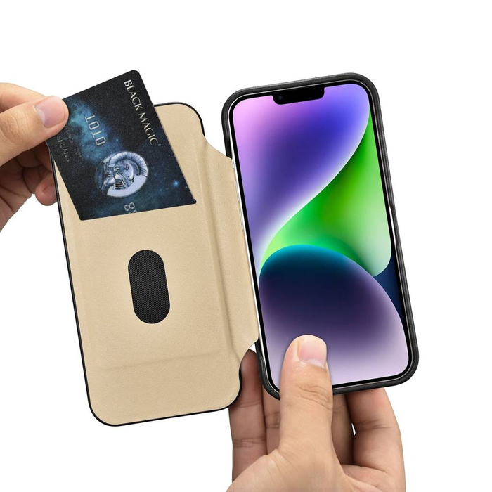 iCarer CE Premium Leather Folio Case iPhone 14 Flip Magnetic MagSafe Negro (WMI14220713-BK)