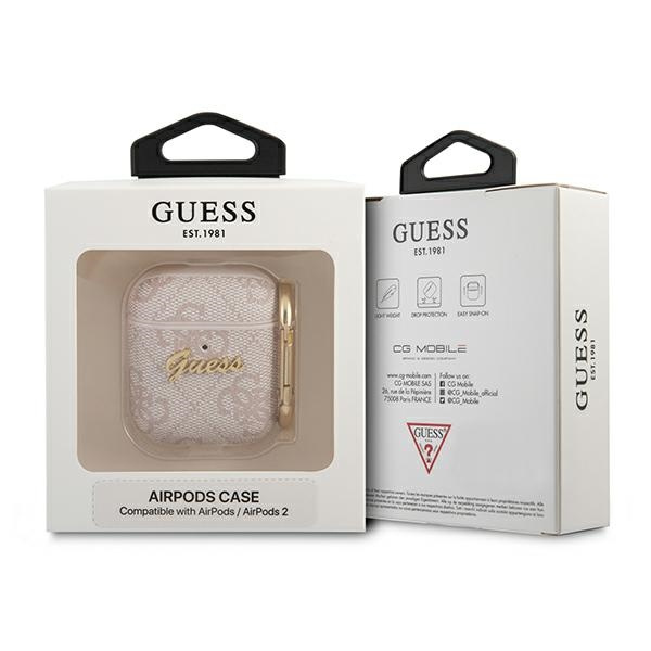 GUESS Apple AirPods 4G Script Metal Collection Pink Case