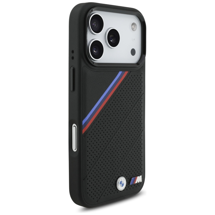 Etui BMW M Tricolor Metal Logo MagSafe   do iPhone 17 Pro czarny