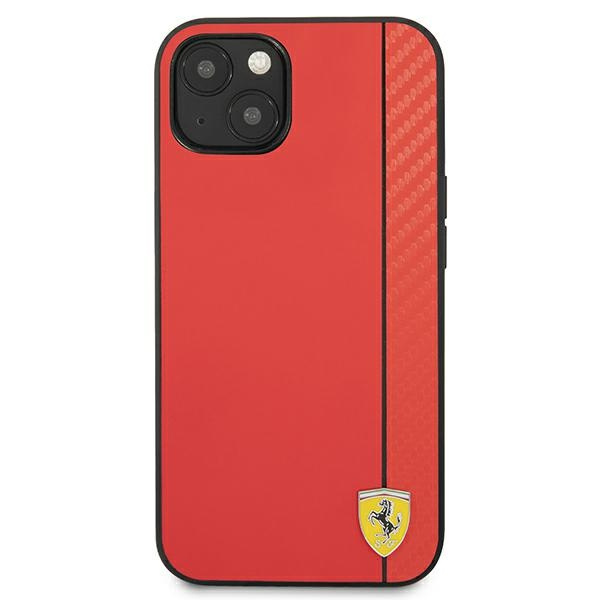 Coque FERRARI Apple iPhone 13 Mini On Track Carbon Stripe Red Hardcase