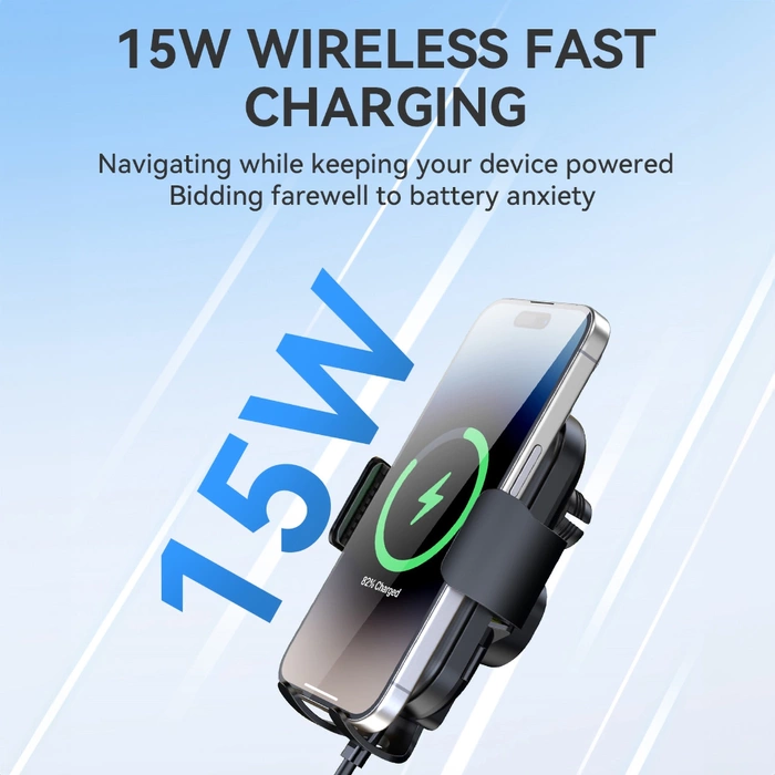 Support voiture Wozinsky WUMID avec chargeur inductif 15W pour tableau de bord - noir