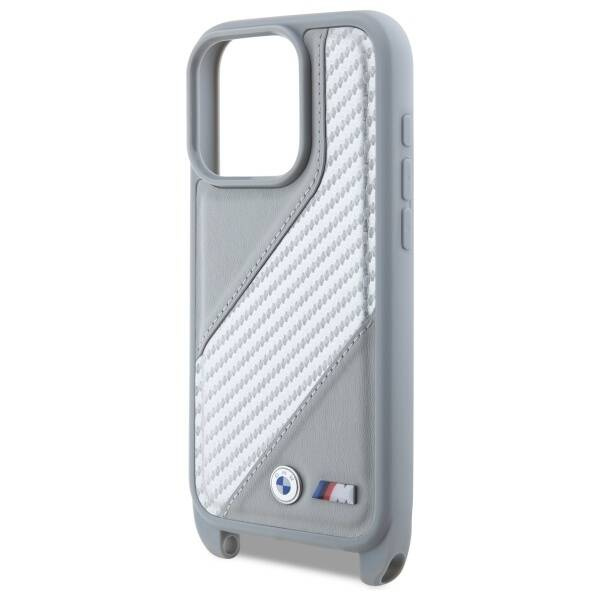 Hülle BMW iPhone 16 Pro Max grau/grau hartcase M Edition Carbon Stripe &amp; Strap
