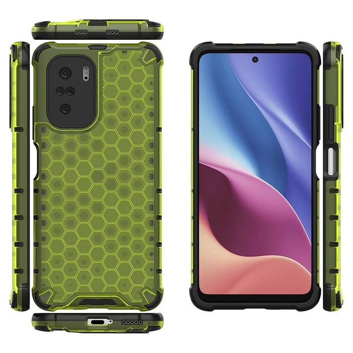 Custodia per armatura a nido d&#39;ape con paraurti in TPU per Xiaomi Redmi K40 Pro+ / K40 Pro / K40 / Poco F3 verde