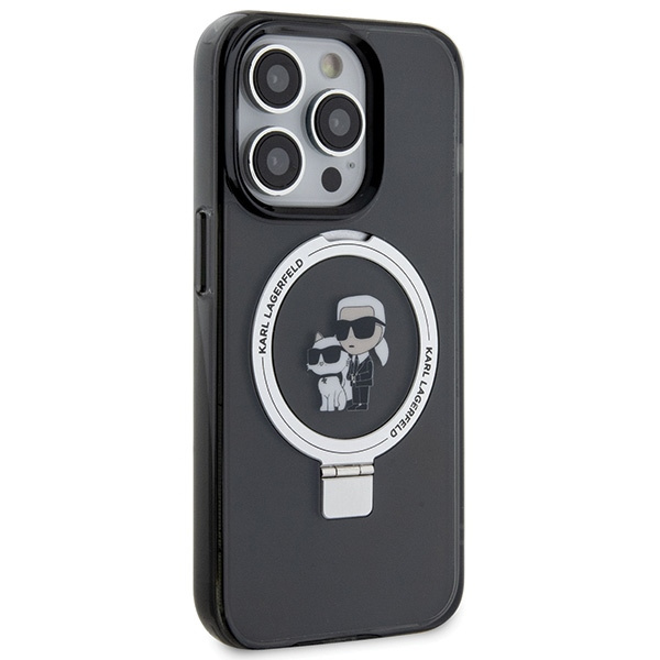 Cover Karl Lagerfeld KLHMP15LHMRSKCK iPhone 15 Pro 6,1" nero/nero durocase Anello di supporto Karl&amp;Choupettte MagSafe Case
