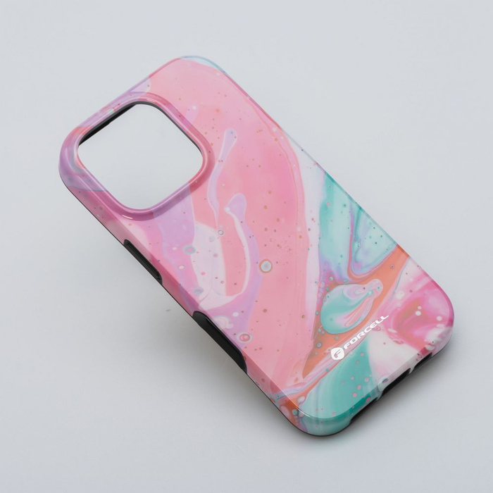 Etui na iPhone 16 PRO MAX Forcell F-Protect Mirage zgodny z MagSafe Military Drop-Test pink marble
