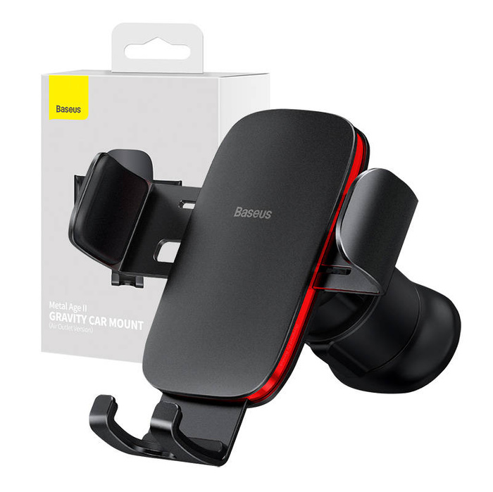 Support de téléphone de voiture gravité Baseus Metal Age II sur la grille de ventilation noir (SUJS000001)