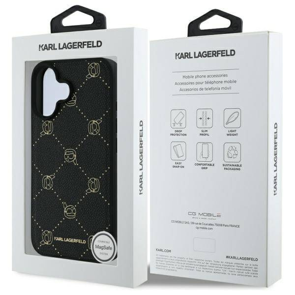 Etui Karl Lagerfeld iPhone 16 6.1" czarny/black Magsafe Karl Head