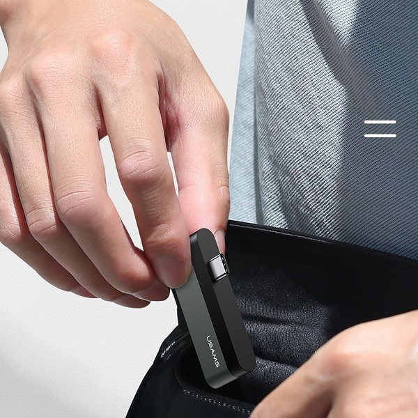 Adapter USAMS USB-C Mini HUB 2xUSB Micro SD SJ463HUB01 US-SJ463 szürke