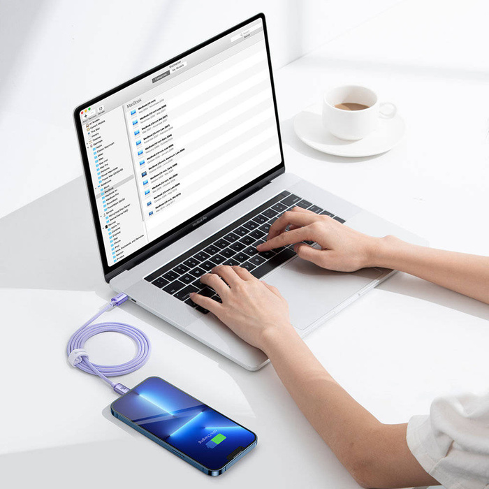 Baseus Crystal Shine Serie Schnelllade-Datenkabel USB Typ C auf Lightning 20W 1,2m lila (CAJY000205)