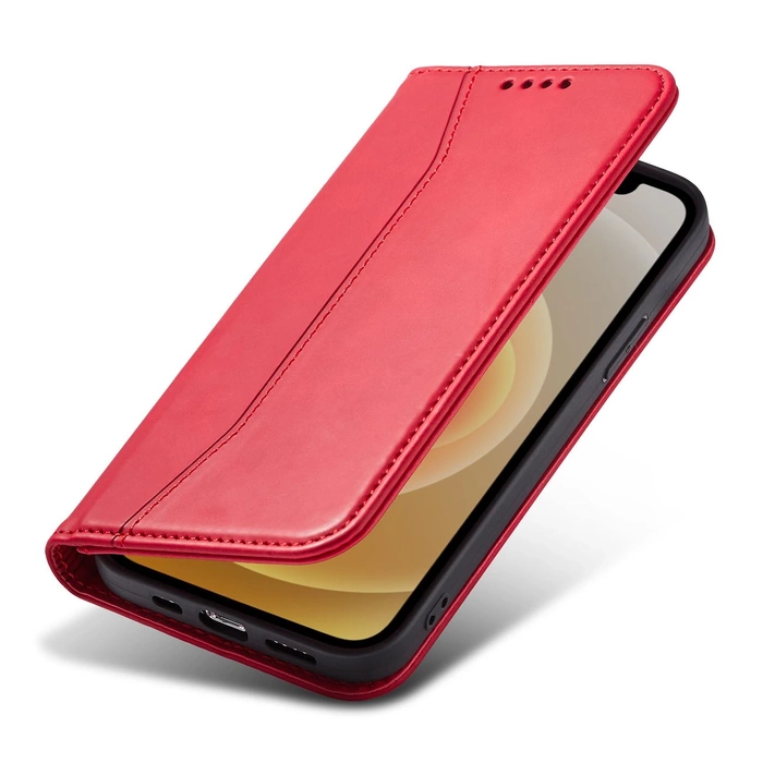 Magnete Fancy Case Custodia per iPhone 12 Pro Max Custodia Portafoglio Portacarte Rosso