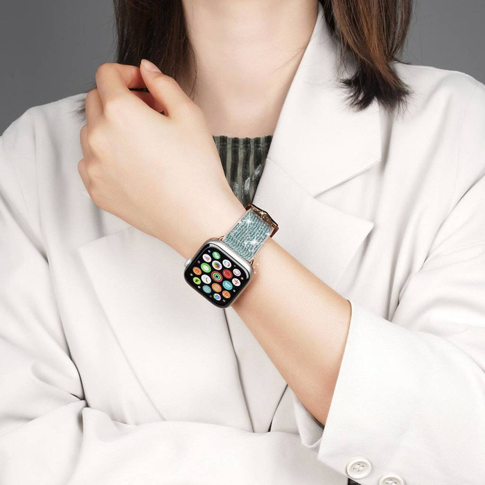 Dux Ducis Correa Watch 7 Banda 7/6/5/4/3/2 / SE (41/40 / 38mm) Pulsera Pulsera Pulsera Azul (Versión Sparkle)