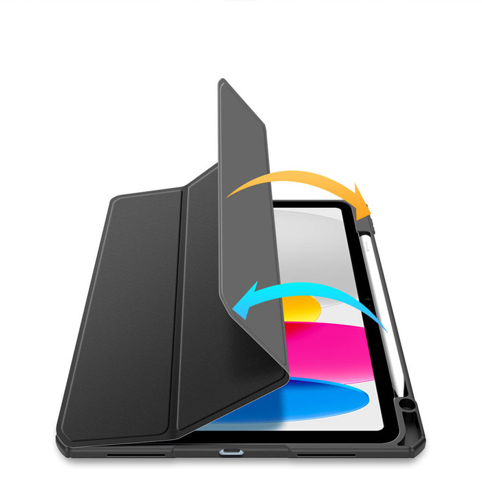 Dux Ducis Toby étui pour iPad 10.9'' 2022 (10 gen.) housse avec espace pour Apple Pencil stylet smart cover support noir
