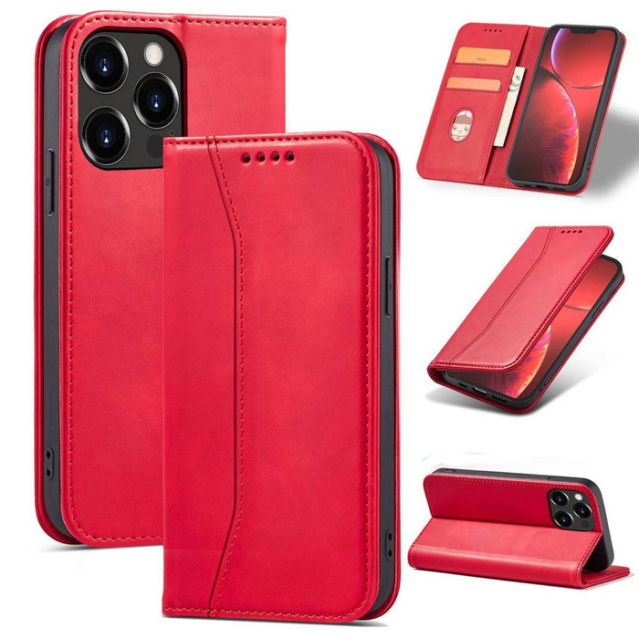 Funda Magnet Fancy Case para iPhone 14 Pro Max flip cover wallet stand rojo