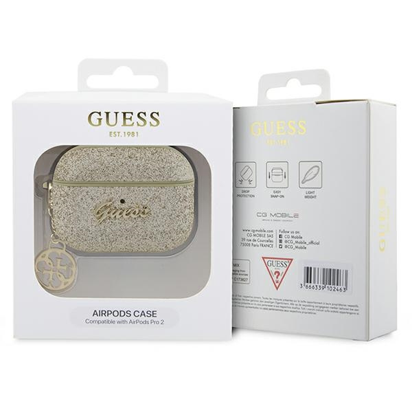 Coque Guess GUAP2GLGSHD Housse AirPods Pro 2 or/or Glitter Flake 4G Charm Case